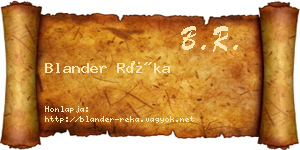 Blander Réka névjegykártya